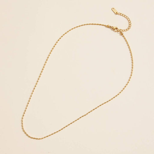 Oval Beads Linked 18K Gold Dip Stainless Steel Necklace: Gold