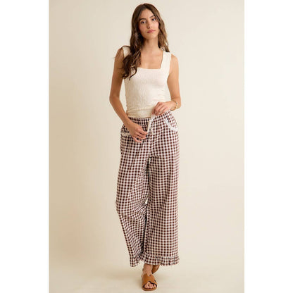Gingham Ruffled Pull on Pant