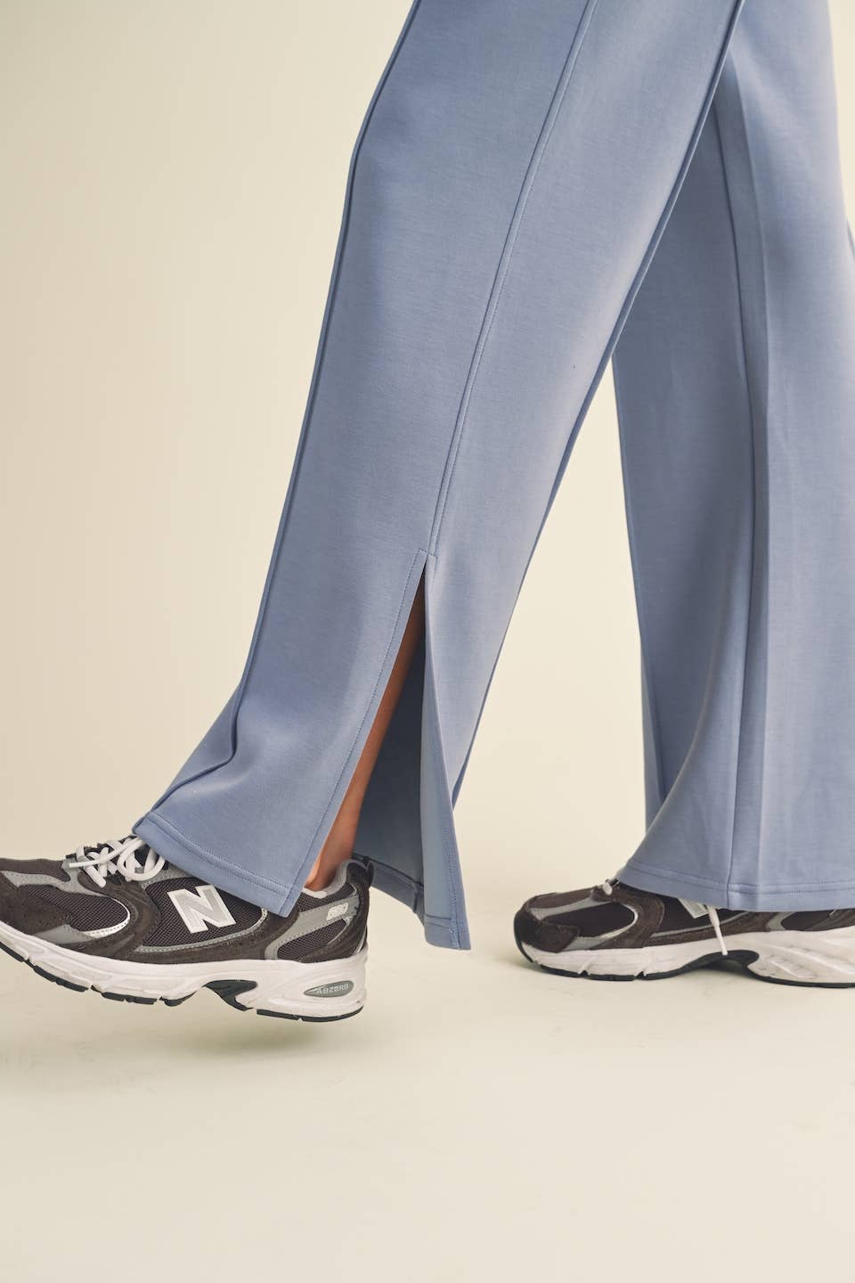 Wide Leg Scuba Pants with Side Slit