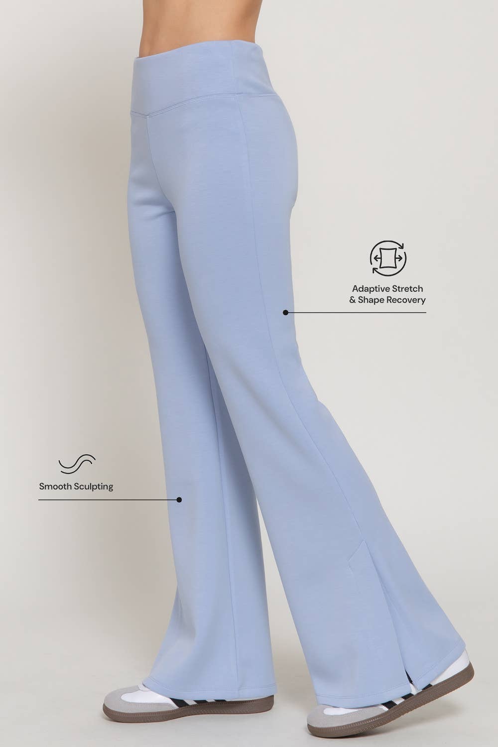 Flare Soft Modal Scuba Pants with Waistband & Bottom Slits