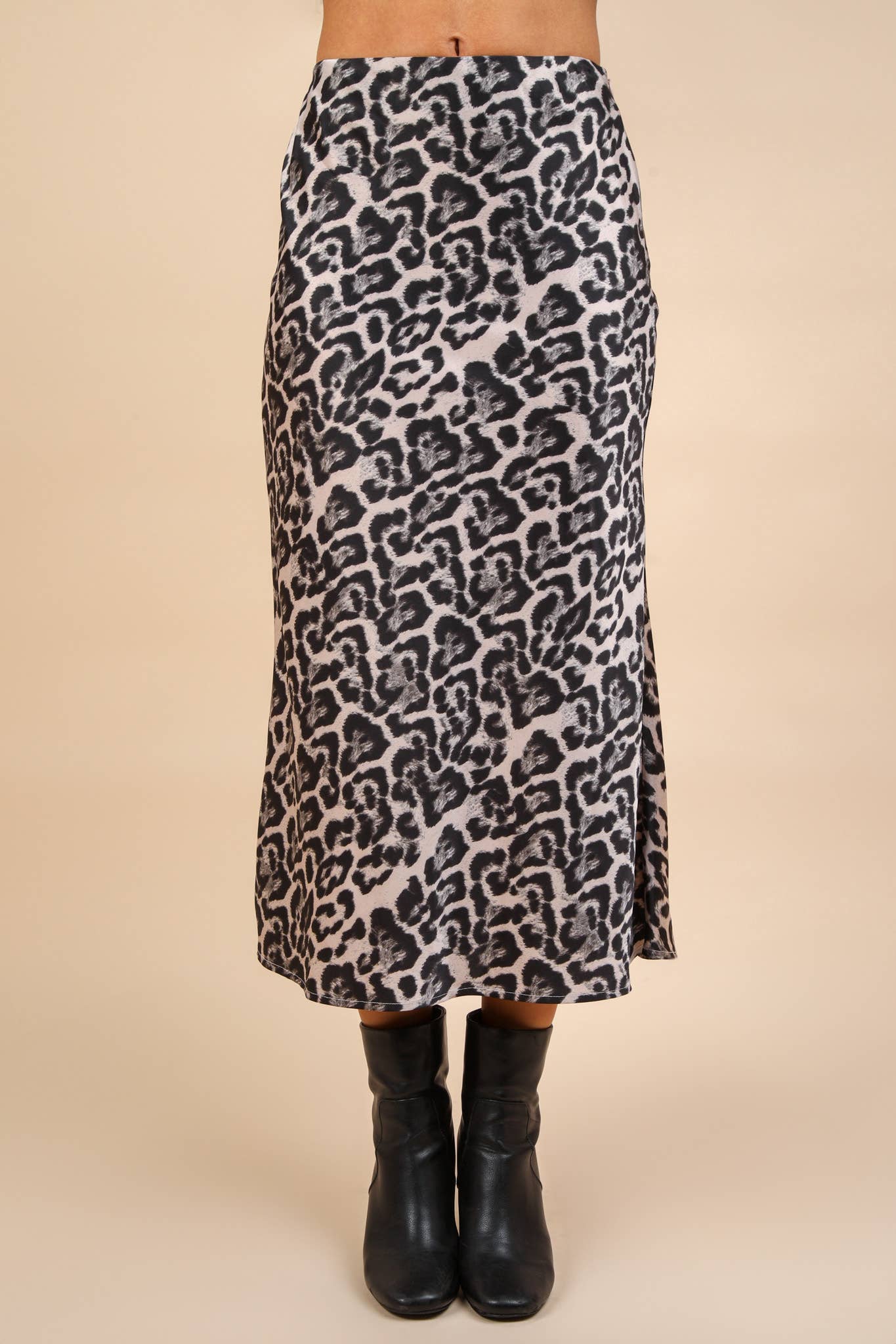 Leopard Printed Bias Cut Midi Skirt