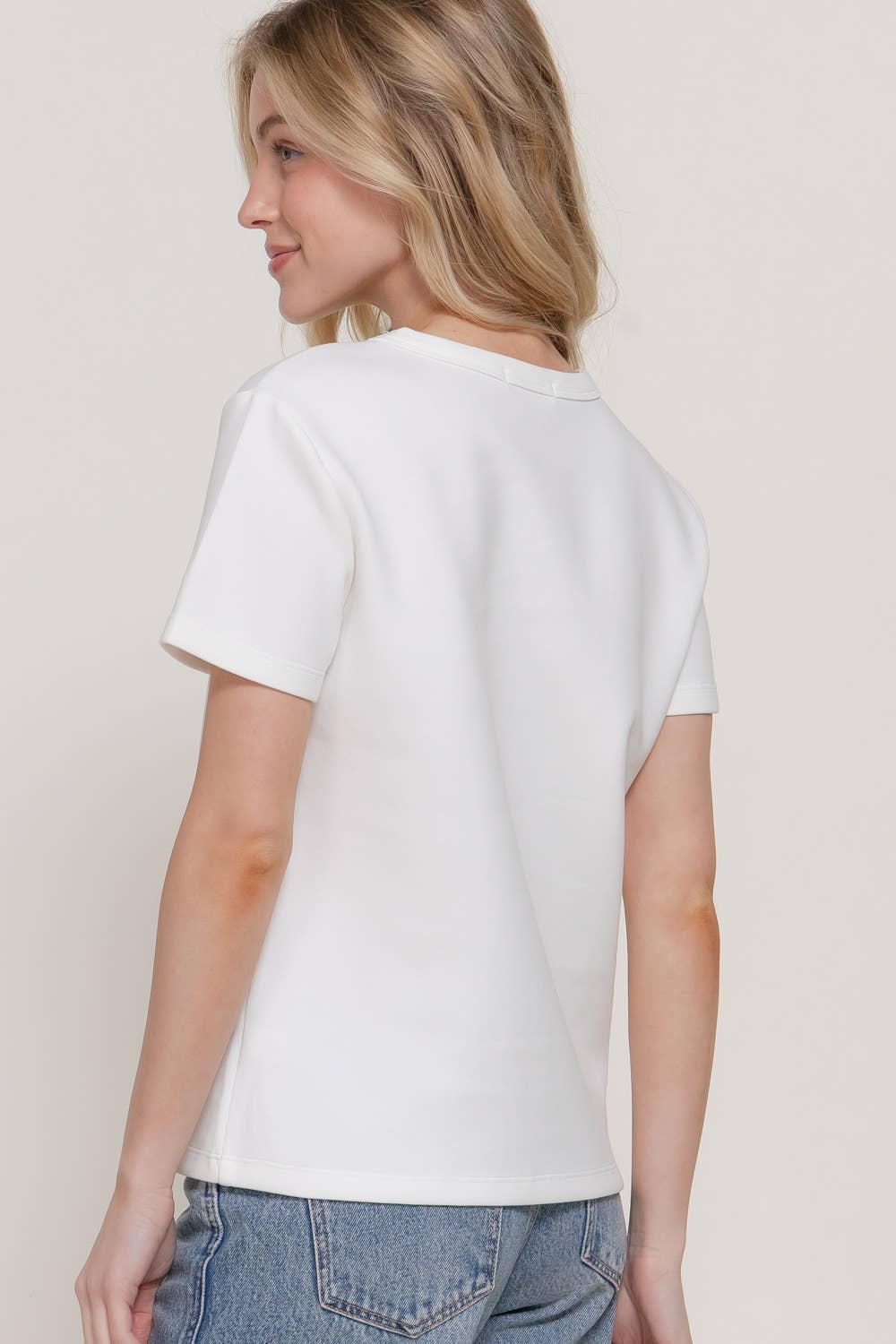 Short Sleeve Round Neck Soft Knit Jersey Top