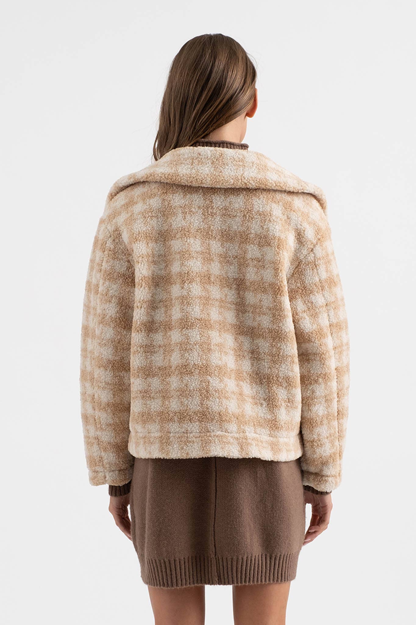 Houndstooth Button Up Collared Jacket