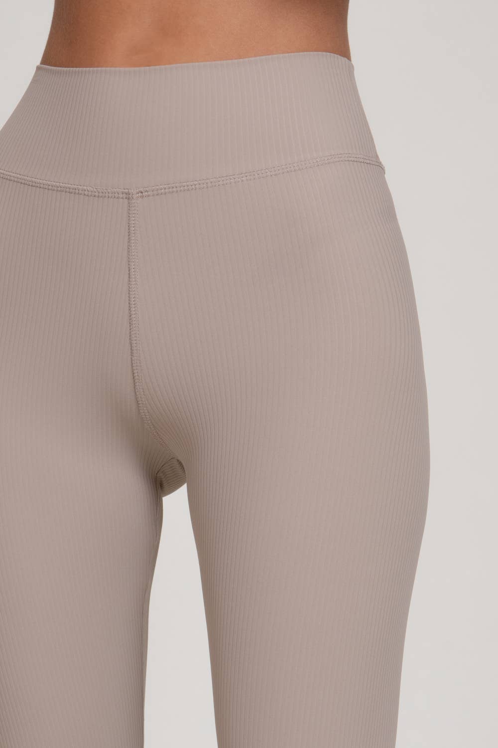 Semi-Flare Ribbed Workout Pants with Folded Waistband