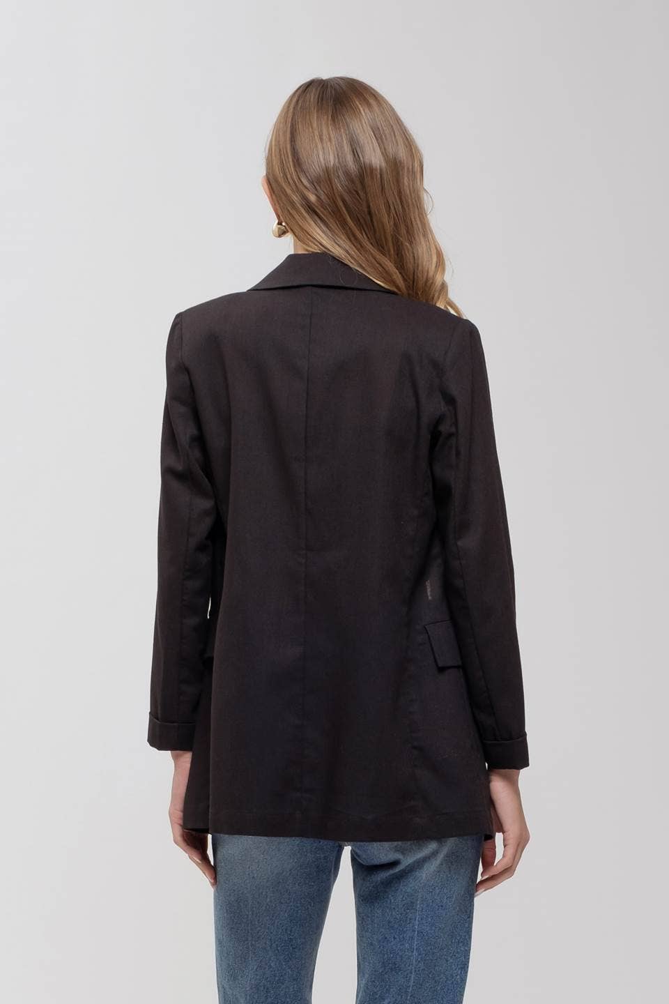 3/4 Cuff Sleeve Collared Blazer