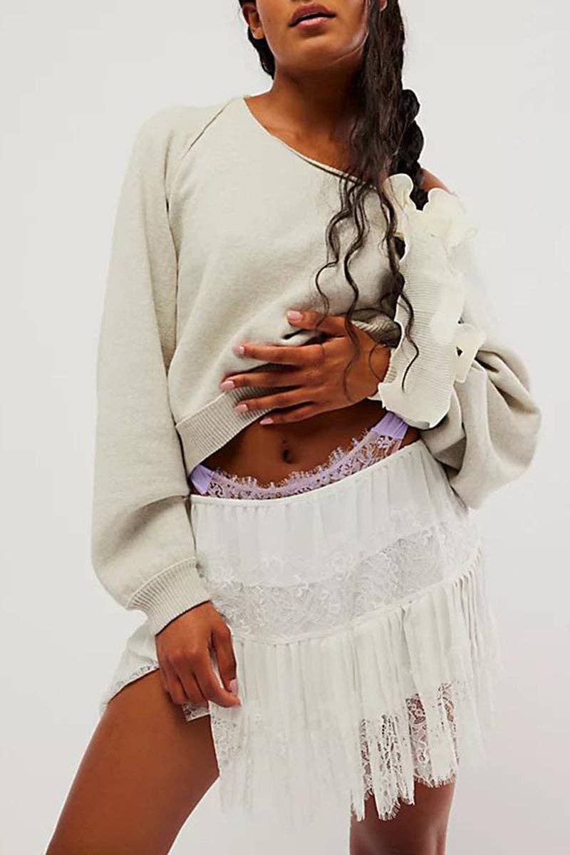 Lace Tiered Mini Skirt