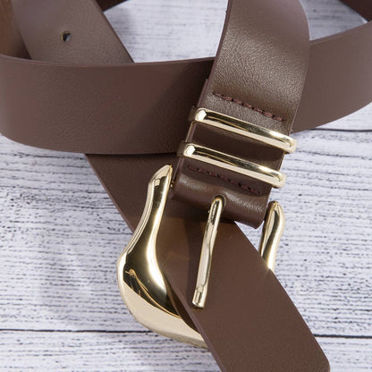 Wide Pu Belt With Organic Asymmetric Buckle