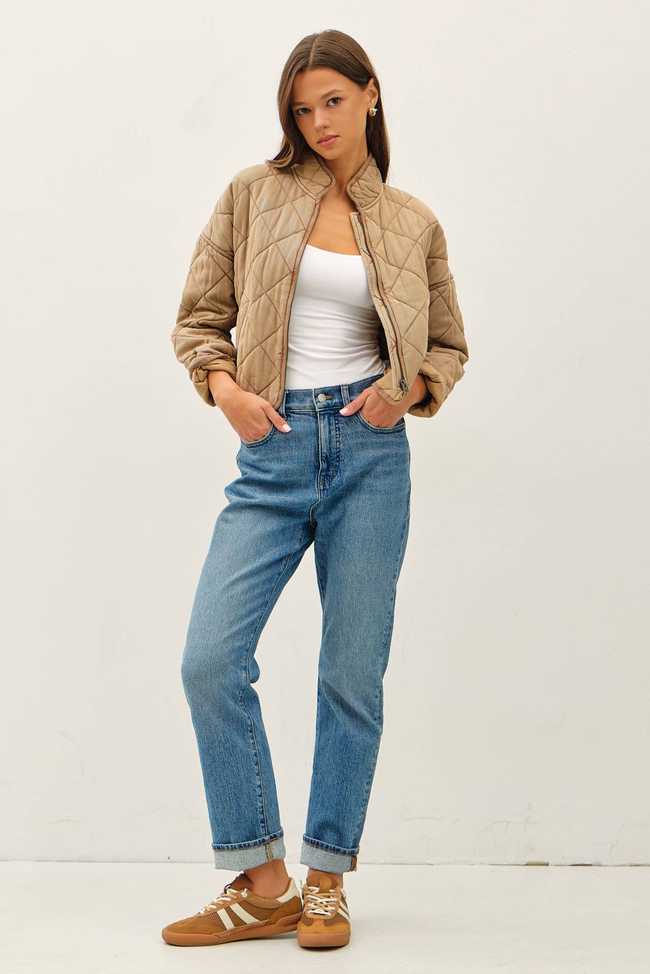 Garment Washed Quilt Crop Jacket