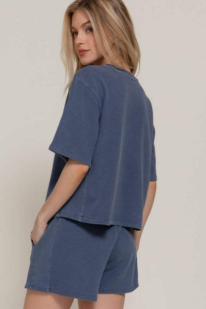 Hort Dolman Sleeve Garment Washed Terry Top