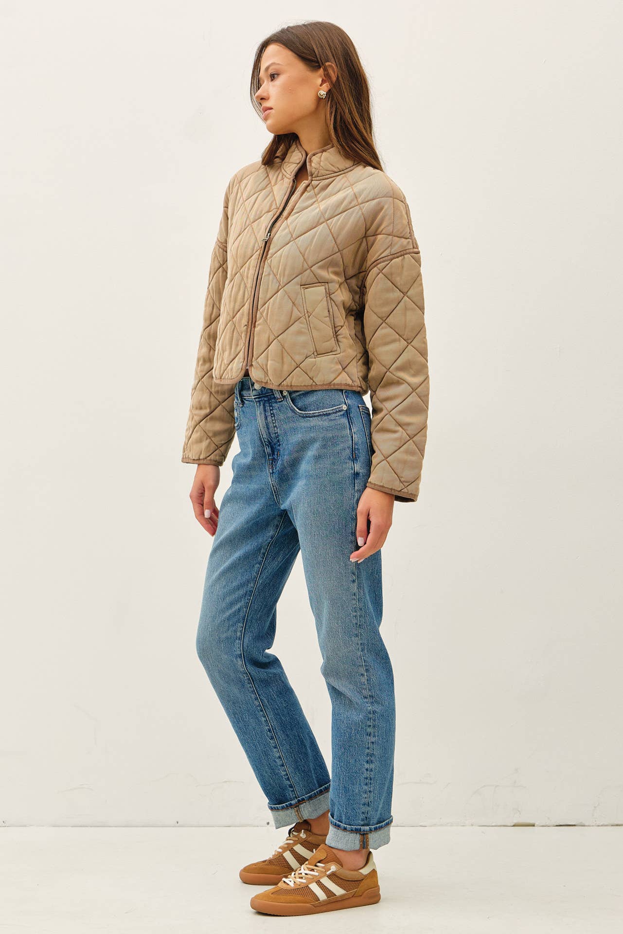 Garment Washed Quilt Crop Jacket