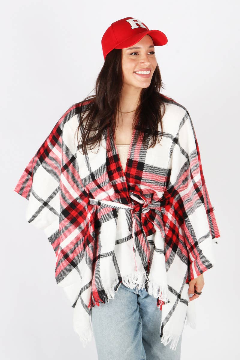 Black Red Plaid Shawl