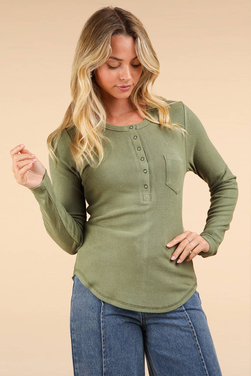 Soft Brushed Solid Knit Casual Top