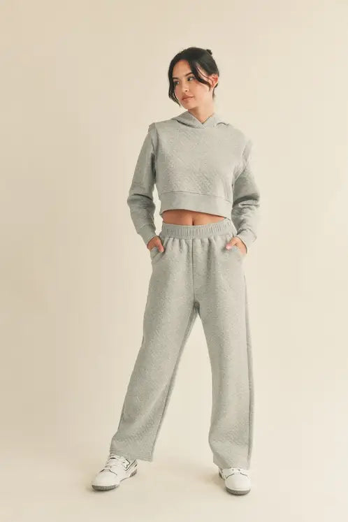 High Waist Quilted Wide Leg Pant