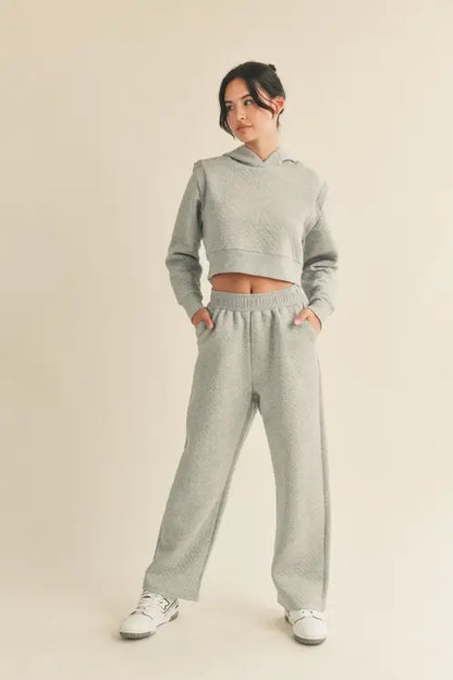 High Waist Quilted Wide Leg Pant