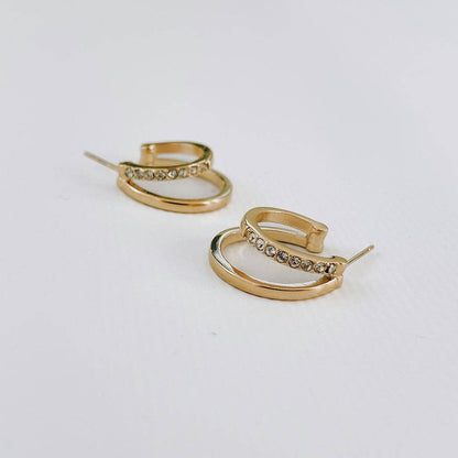 Stole The Show Crystal Double Hoop Earring - WATERPROOF