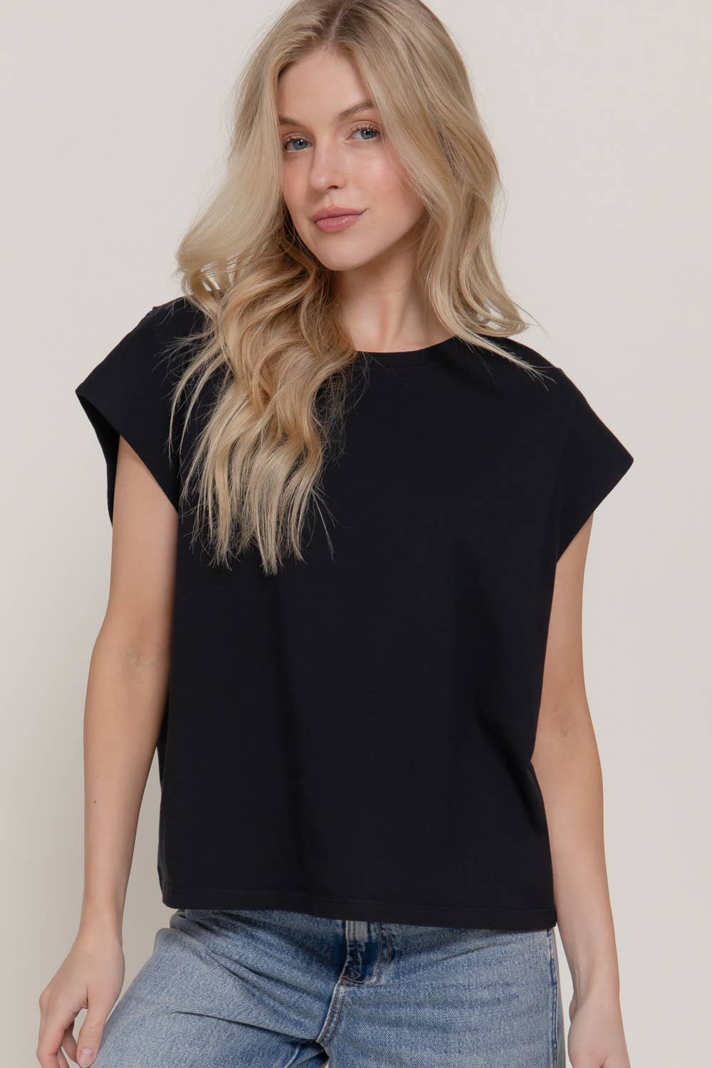 Sleeveless Round Neck Garment Dye T-Shirt