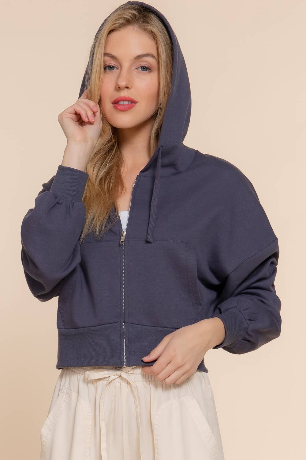 Long Sleeve Hoodie French Terry Zip Up Jacket