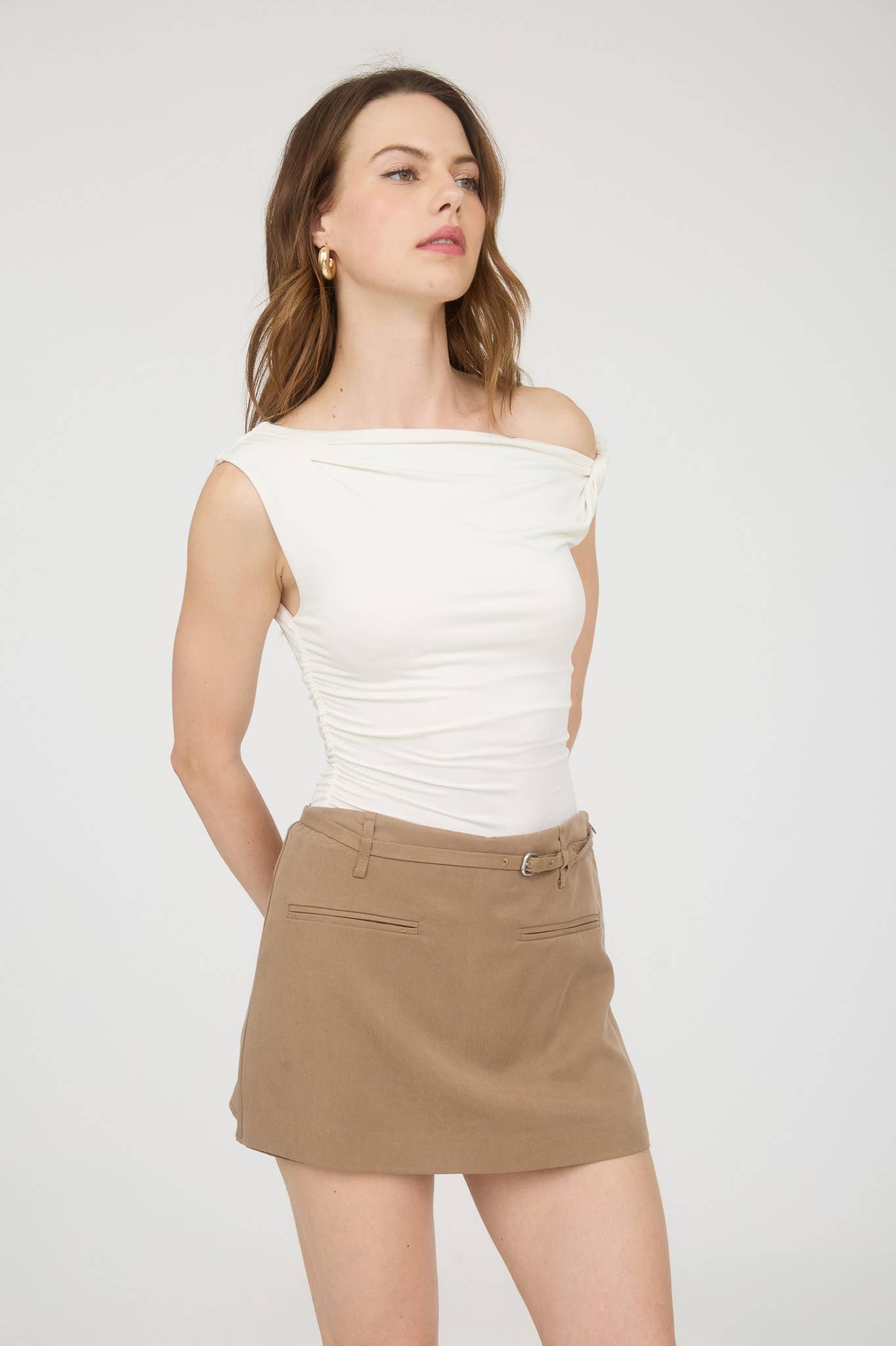 Asymmetrical Off The Shoulder Knit Top