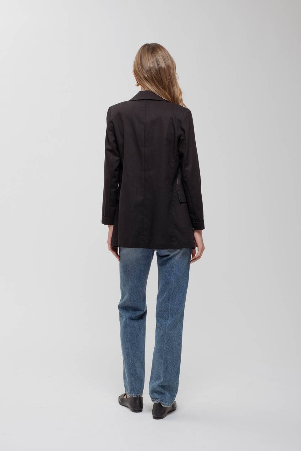 3/4 Cuff Sleeve Collared Blazer
