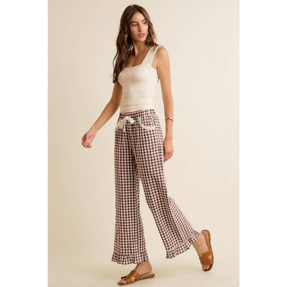 Gingham Ruffled Pull on Pant