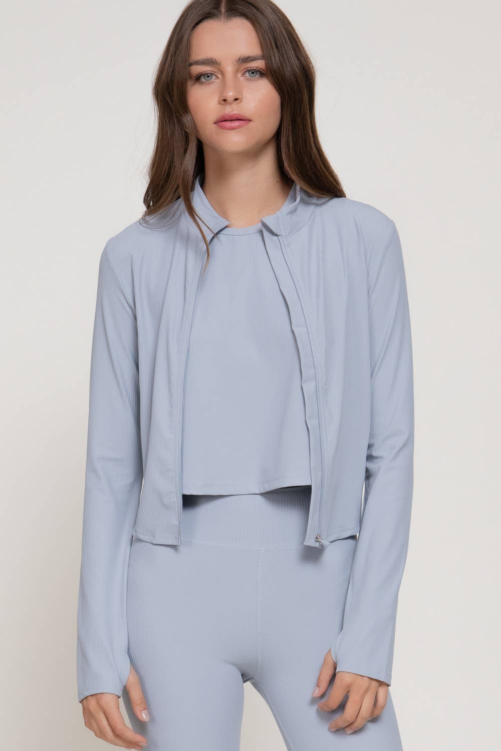 Long Sleeve Workout Jacket with Side Seam Detail