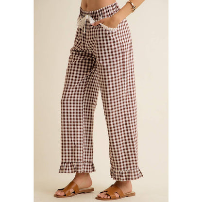 Gingham Ruffled Pull on Pant