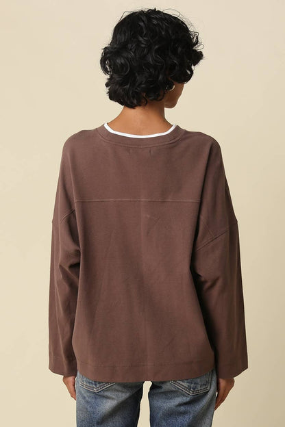 Jamie Contrast Round Neck Knit Top
