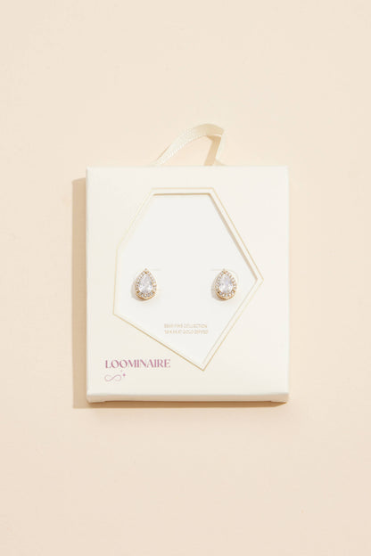 Pear-Shaped Cubic Zirconia Stud Earrings