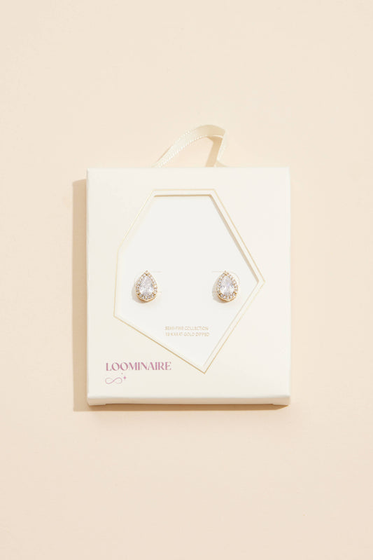 Pear-Shaped Cubic Zirconia Stud Earrings