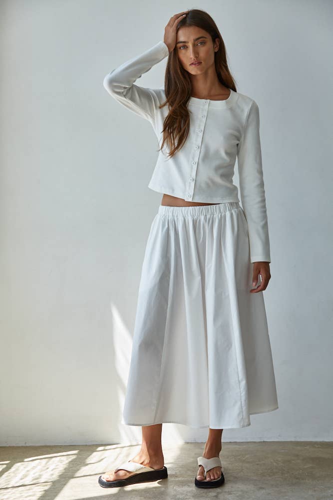 Knit Cotton Ribbed Sleeve Top