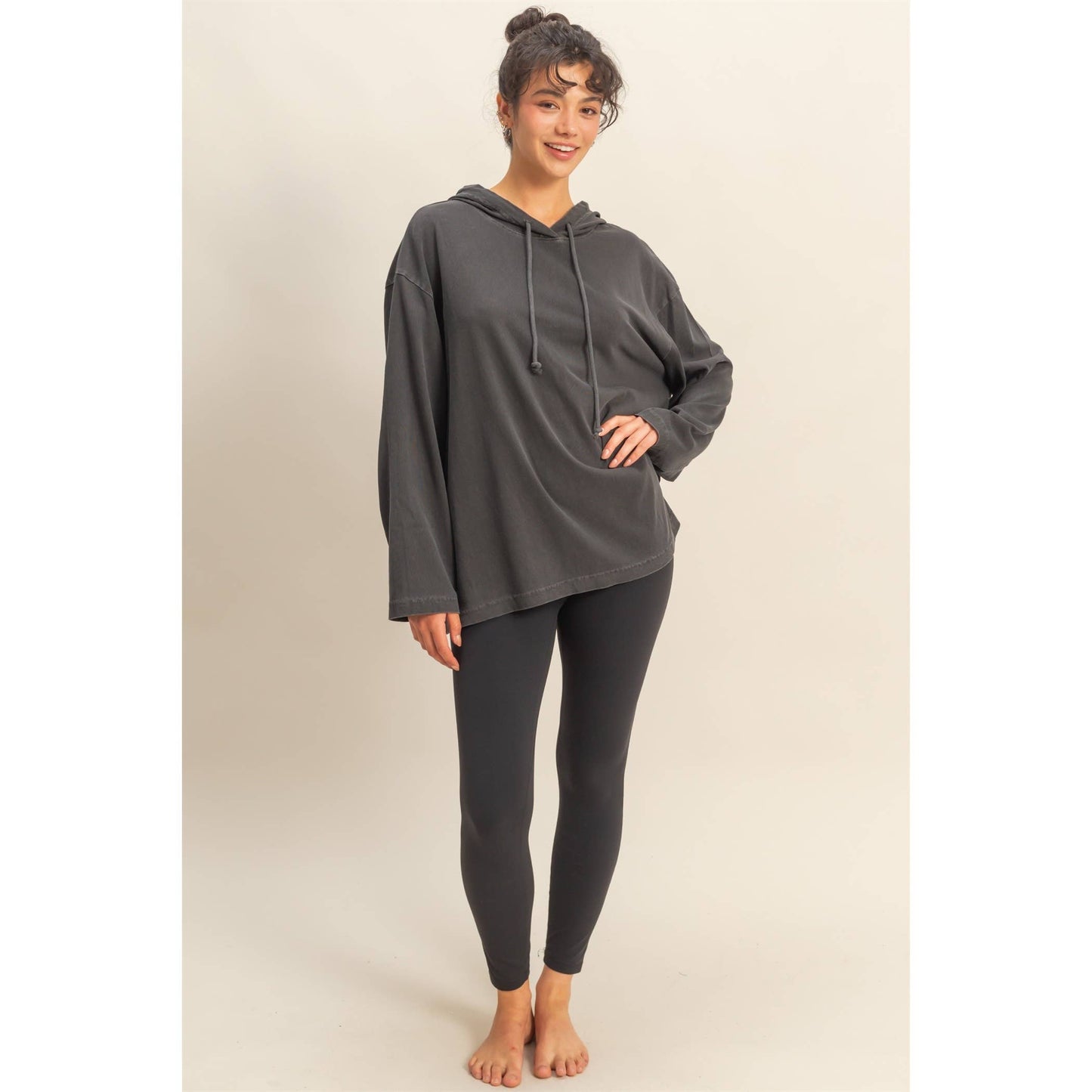 Oversized Hooded Long-Sleeve Top