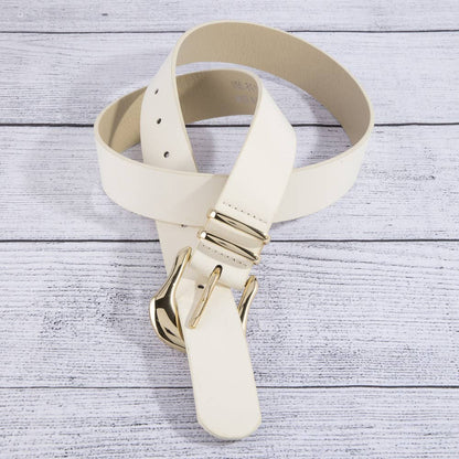 Wide Pu Belt With Organic Asymmetric Buckle