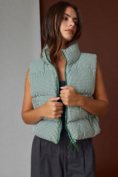 Gingham Puffer Vest