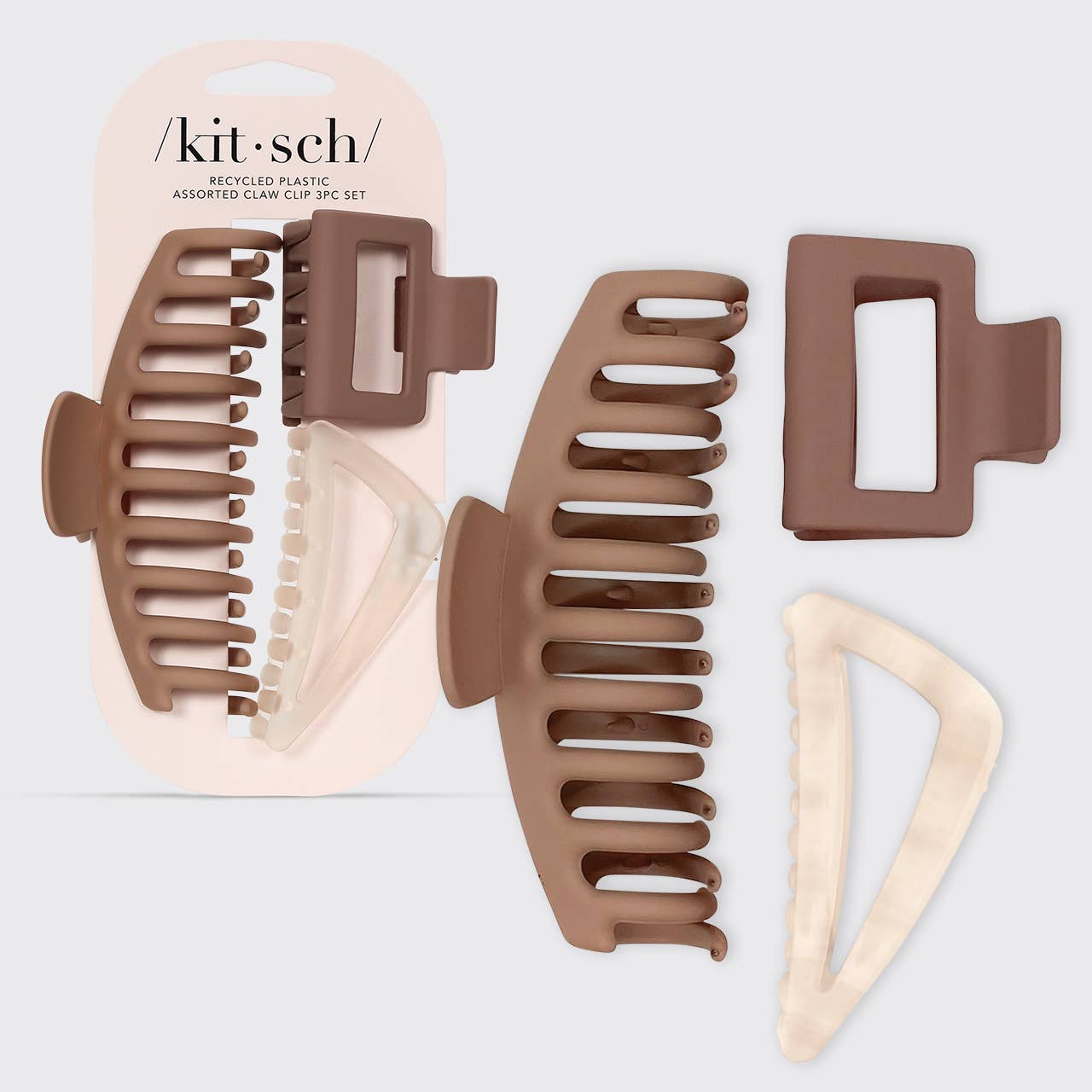 Recycled Plastic Assorted Claw Clip Set 3pc
