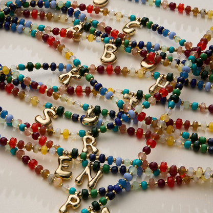 Vibrant Beaded Necklaces with Gold Initial Charm