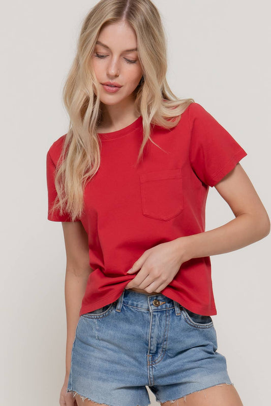 Short Sleeve Garment Dye Knit Top