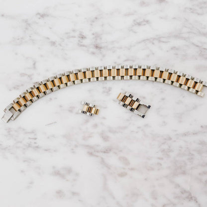 Mens Mixed Metals Watch Band Bracelet - WATERPROOF