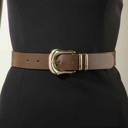 Wide Pu Belt With Organic Asymmetric Buckle