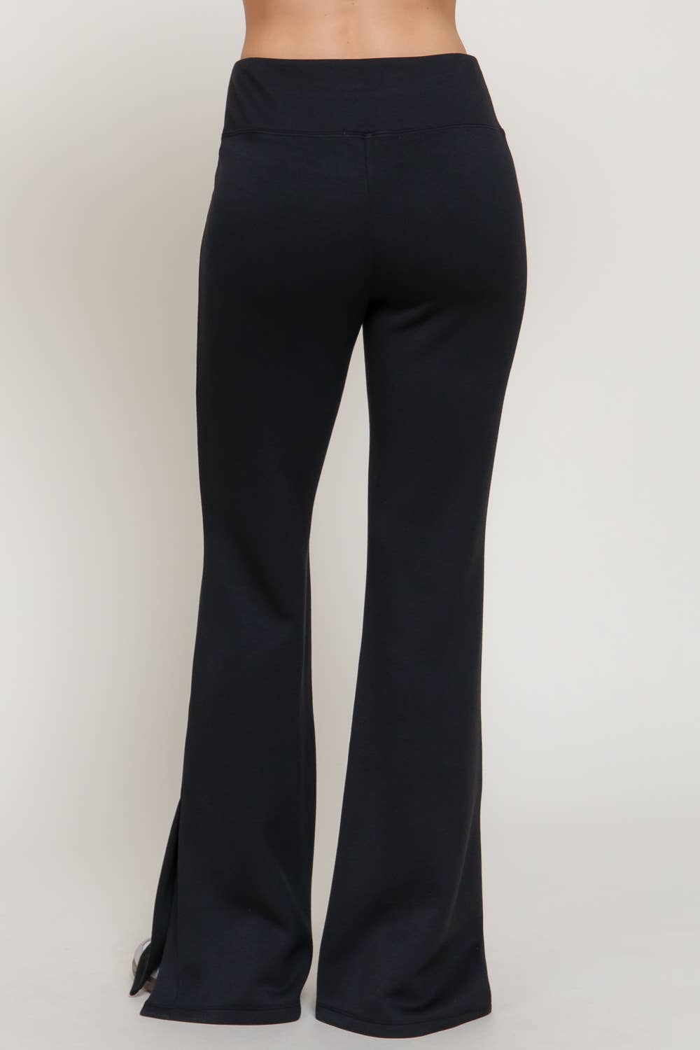 Flare Soft Modal Scuba Pants with Waistband & Bottom Slits