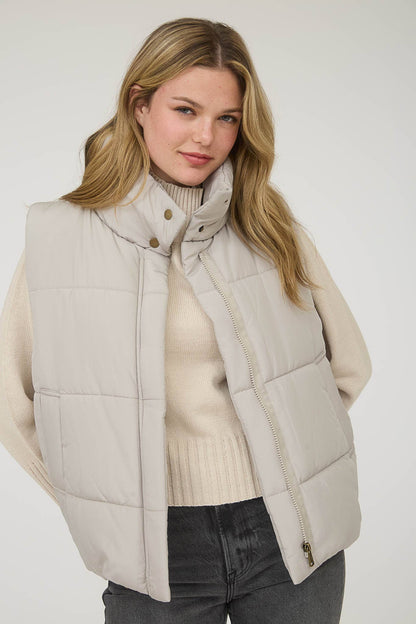 Solid Zip Up Puffer Vest