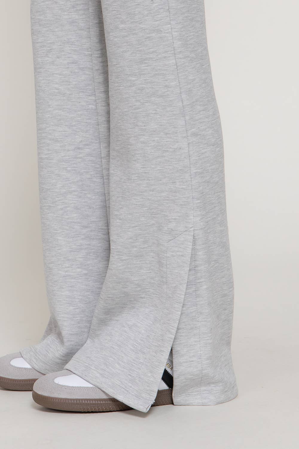 Flare Soft Modal Scuba Pants with Waistband & Bottom Slits